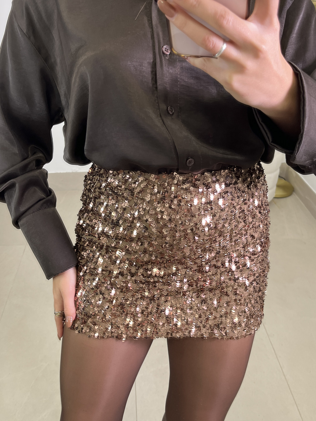 Falda mini lentejuela bronce