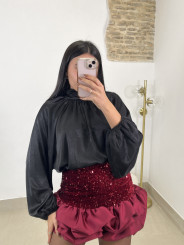 Short globo lentejuelas tinto