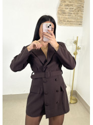 Vestido | Mono blazer cinturon marron