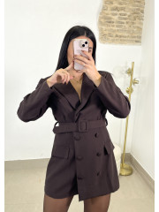 Vestido | Mono blazer cinturon marron