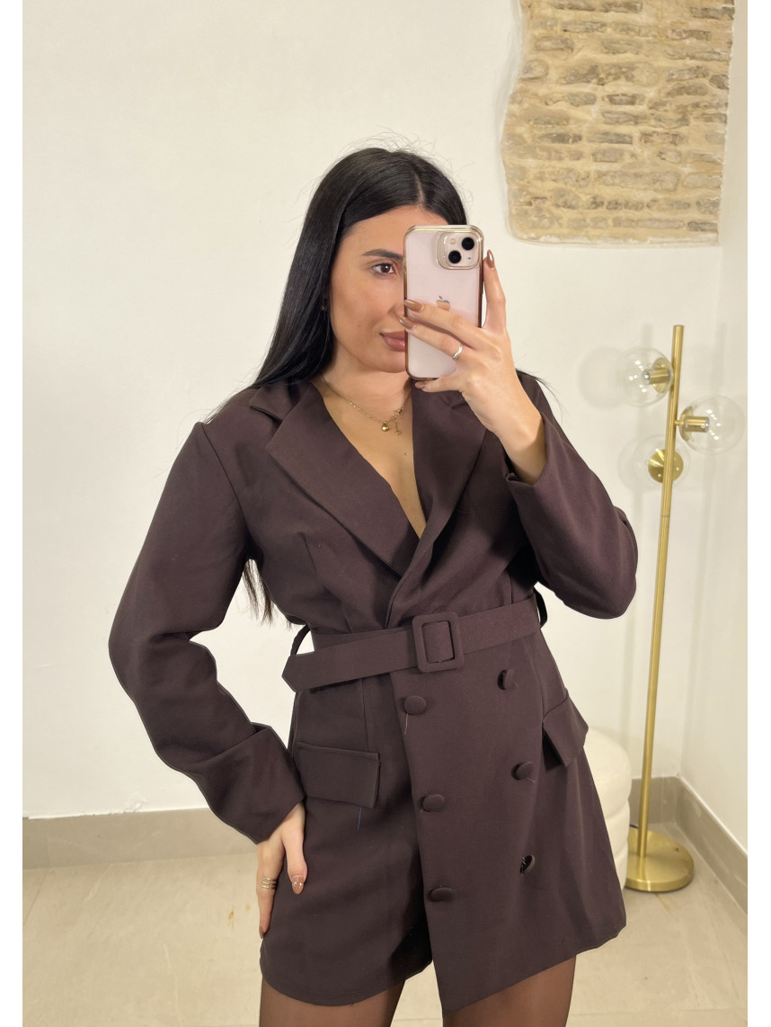 Vestido | Mono blazer cinturon marron