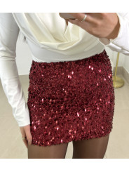 Falda mini lentejuela tinto
