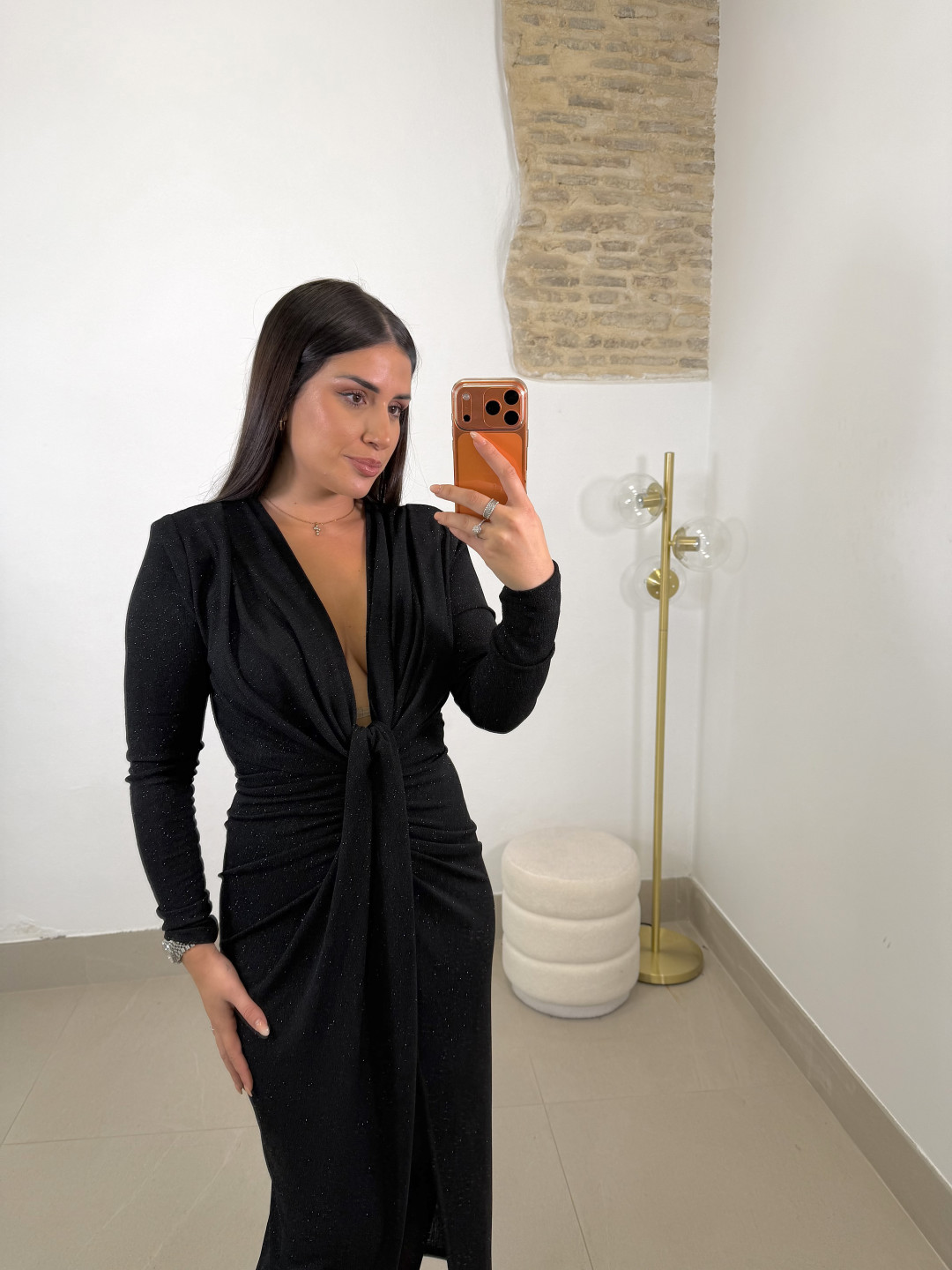 vestido monaco destellos negro