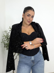 Caqueta crop lentejuela negro