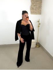 Pantalon terciopelo flare negro