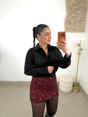 Falda mini lentejuela tinto