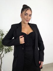 falda pantalón brillo negra