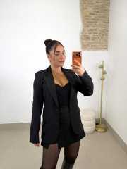 falda pantalón brillo negra