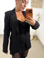 falda pantalón brillo negra