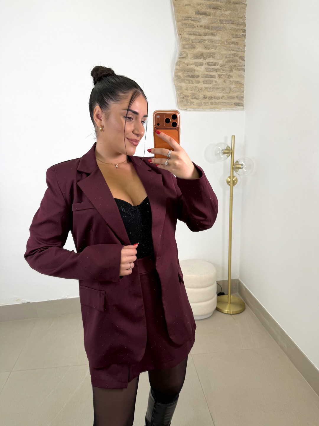 Blazer brillo tinto