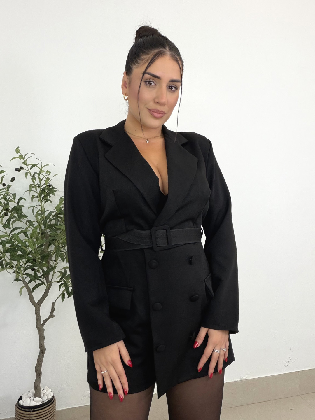 Vestido | Mono blazer cinturon negro