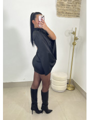 Vestido detalle escote lentejuela negro