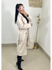 Abrigo paño cinturon beige