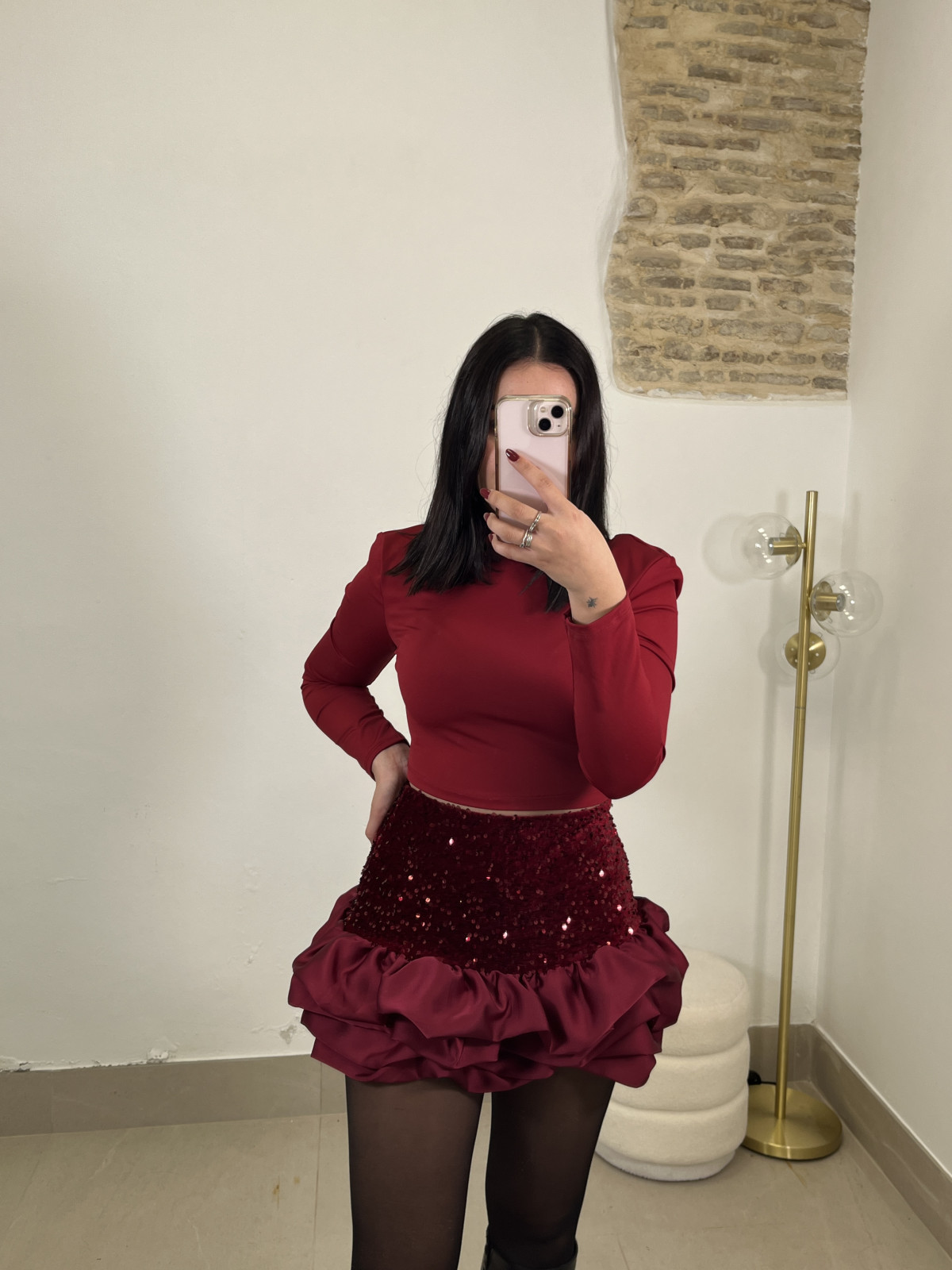 Top basico crop tinto