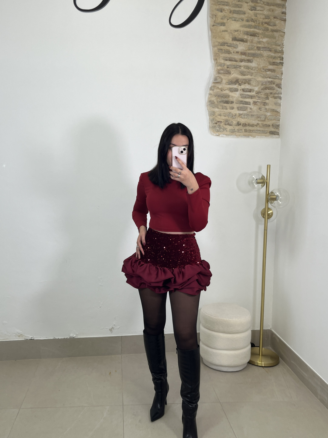 Top basico crop tinto