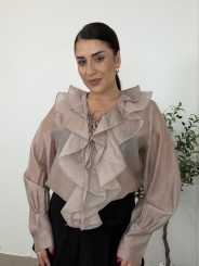 Blusa volante cuerdas escote