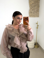 Blusa volante cuerdas escote