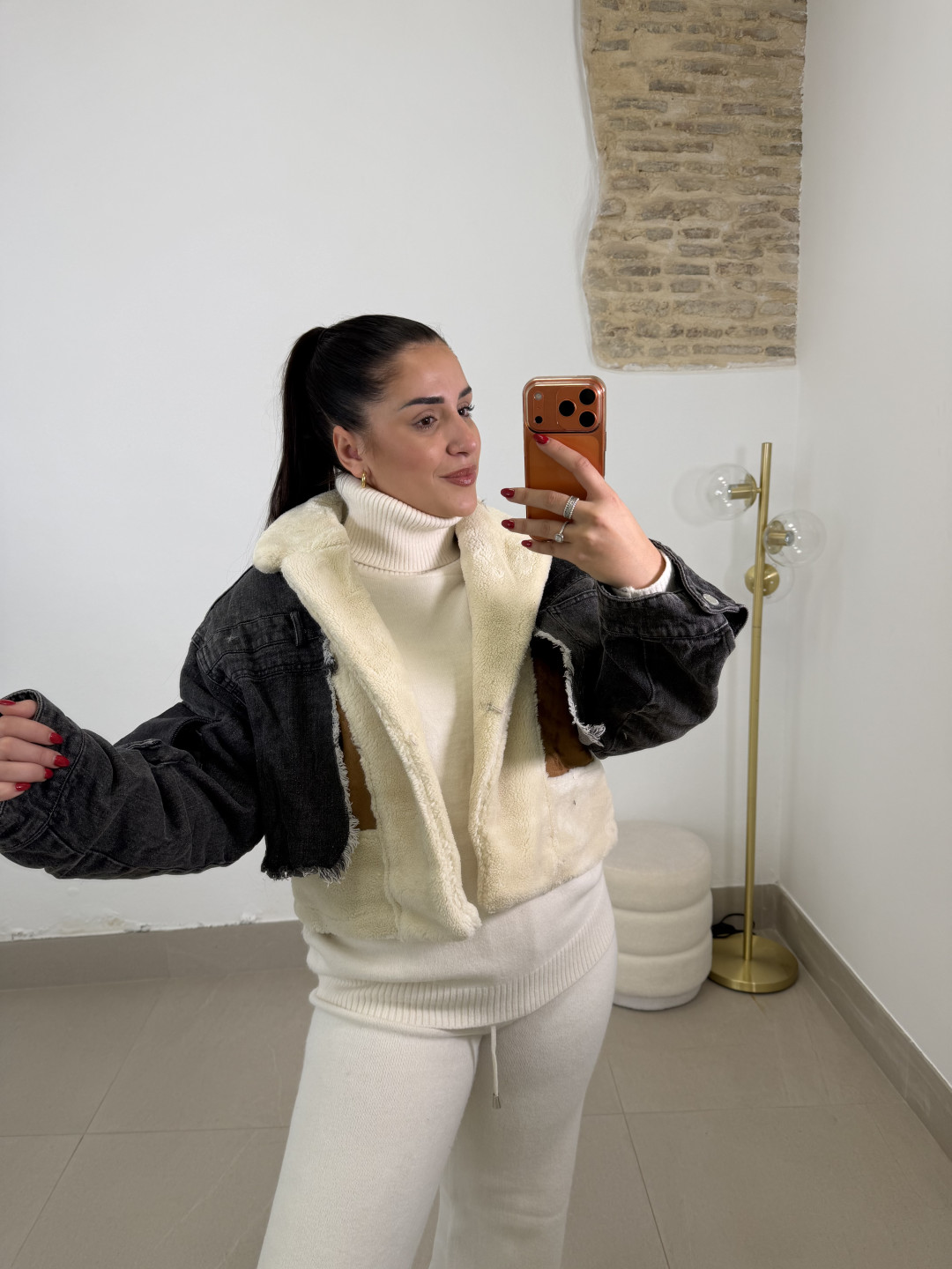 Abrigo corto combinado