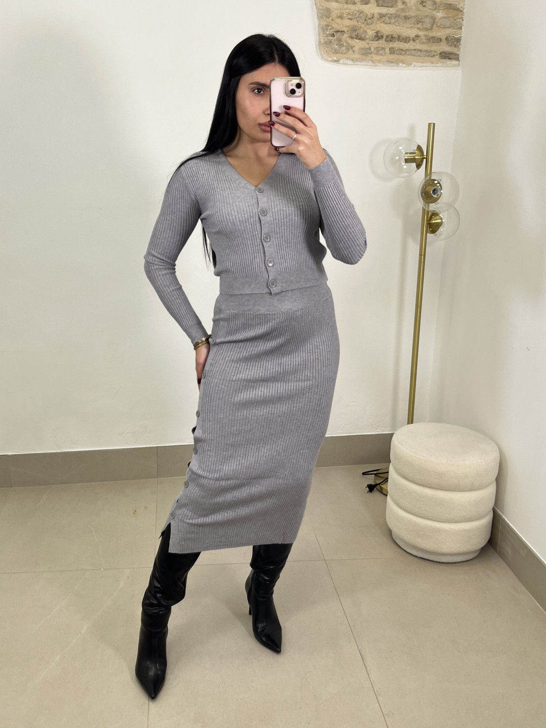 conjunto punto cataleya gris