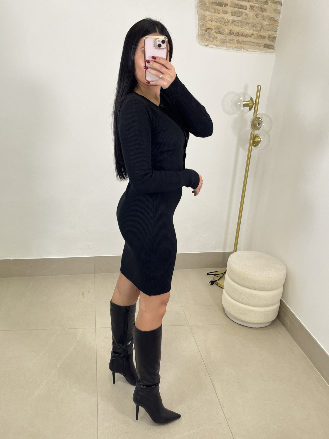 conjunto punto dos piezas vestido negro