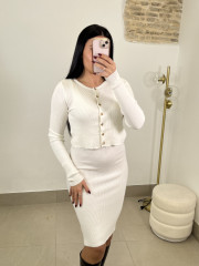 conjunto punto dos piezas vestido blanco