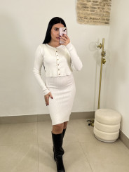 conjunto punto dos piezas vestido blanco