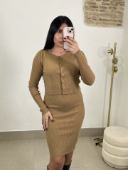 conjunto punto dos piezas vestido camel