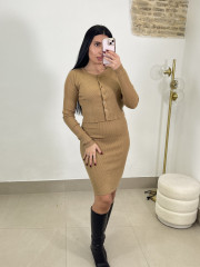 conjunto punto dos piezas vestido camel