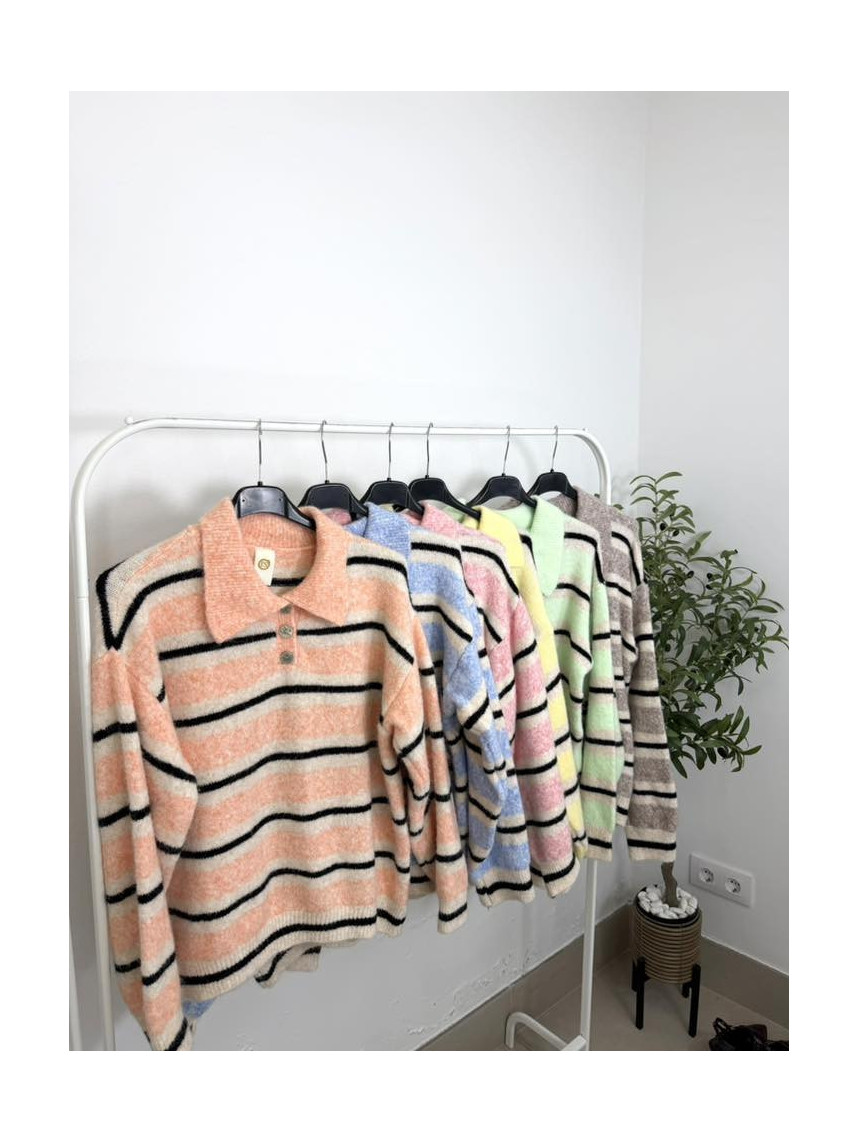 Jersey polero botones rayas