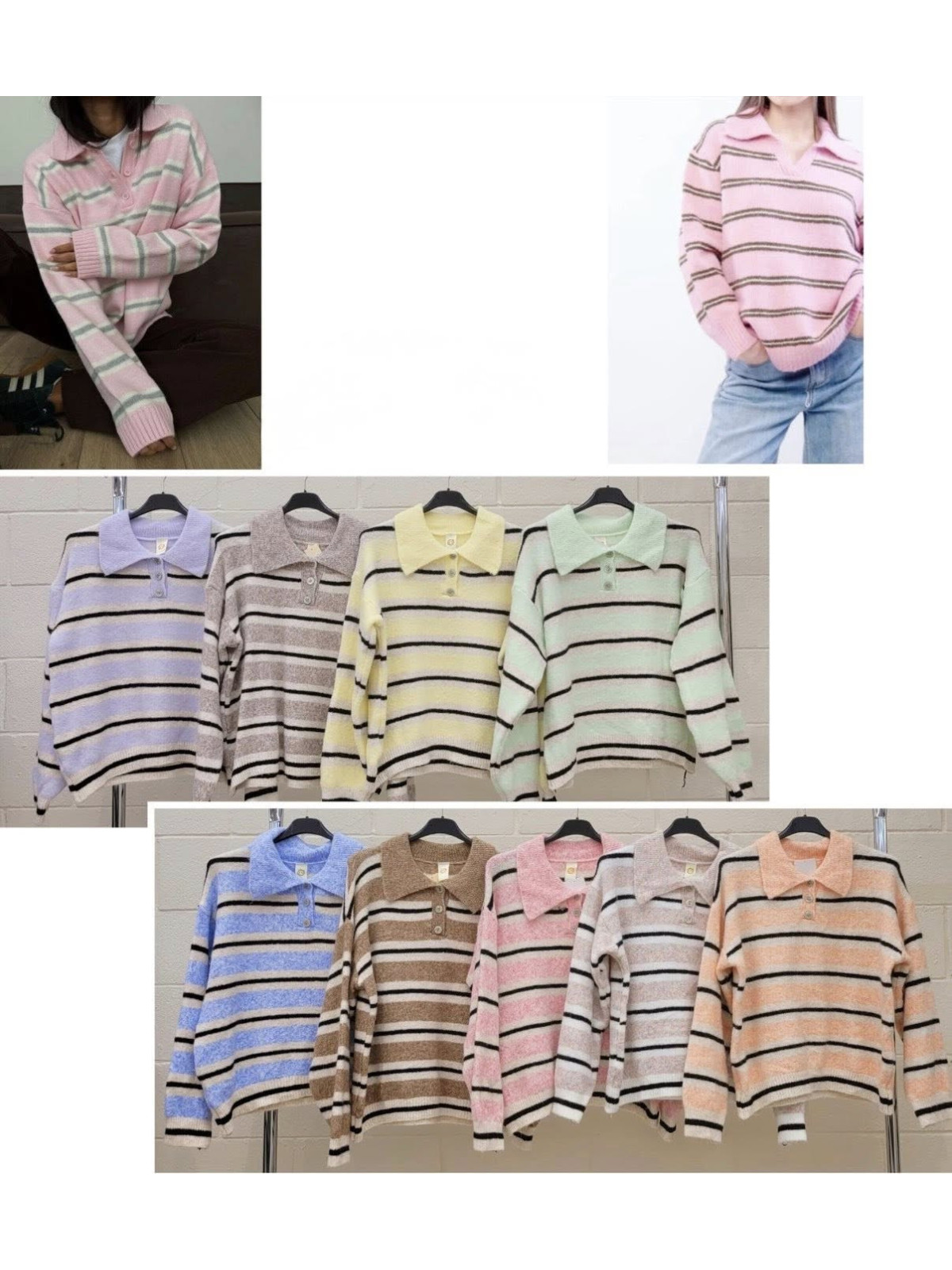 Jersey polero botones rayas