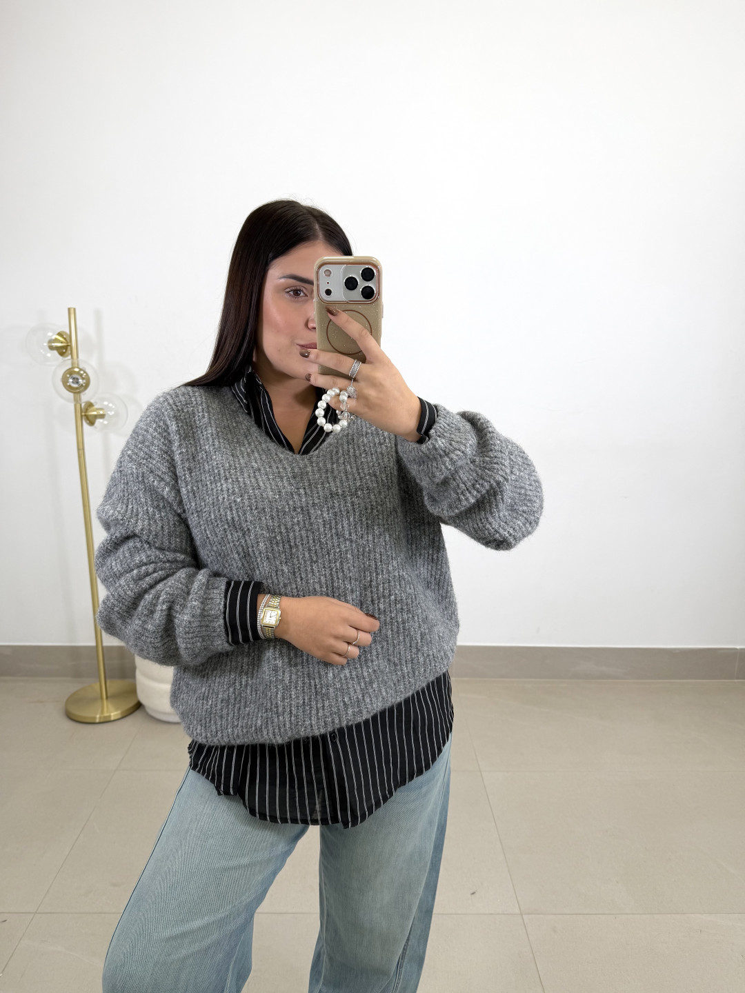 camisa rayas carla negra