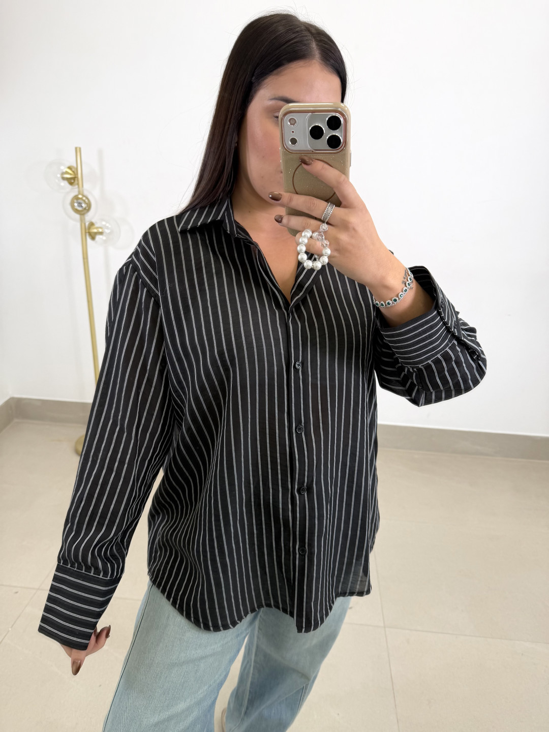 camisa rayas carla negra
