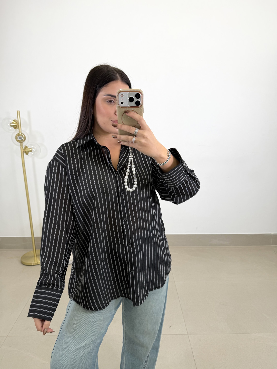 camisa rayas carla negra