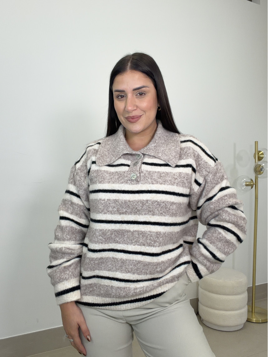 Jersey polero botones rayas