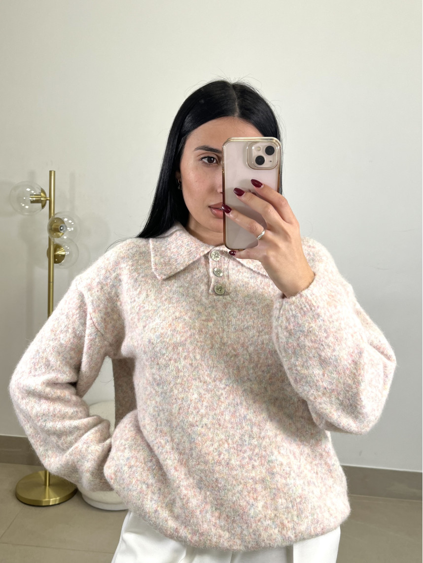 JERSEY POLERO BÁSICO BOTONES BEIGE