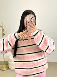 JERSEY POLERO BOTONES RAYAS ROSA