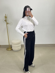 Pantalon felpa rayas laterales negro