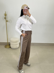Pantalon felpa rayas laterales topo