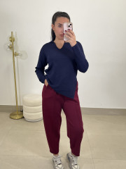pantalon felpa tipo balloon tinto