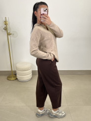 pantalon felpa tipo balloon marron