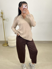 pantalon felpa tipo balloon marron