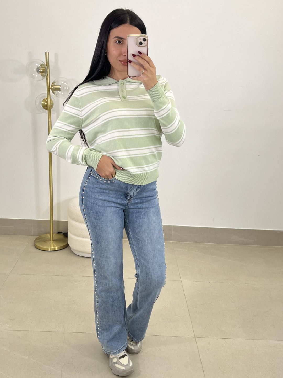 Jersey rayas claudia verde agua