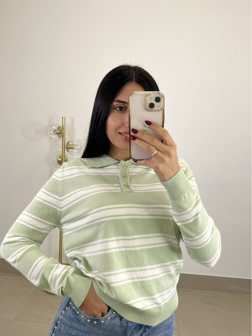 Jersey rayas claudia verde agua