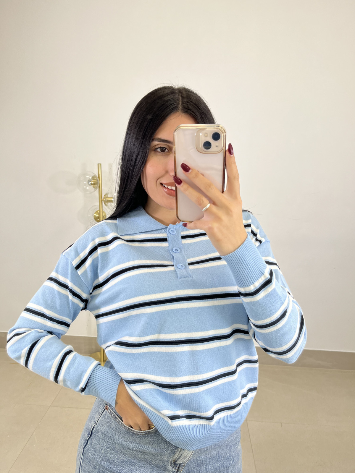 Jersey rayas Natalia celeste