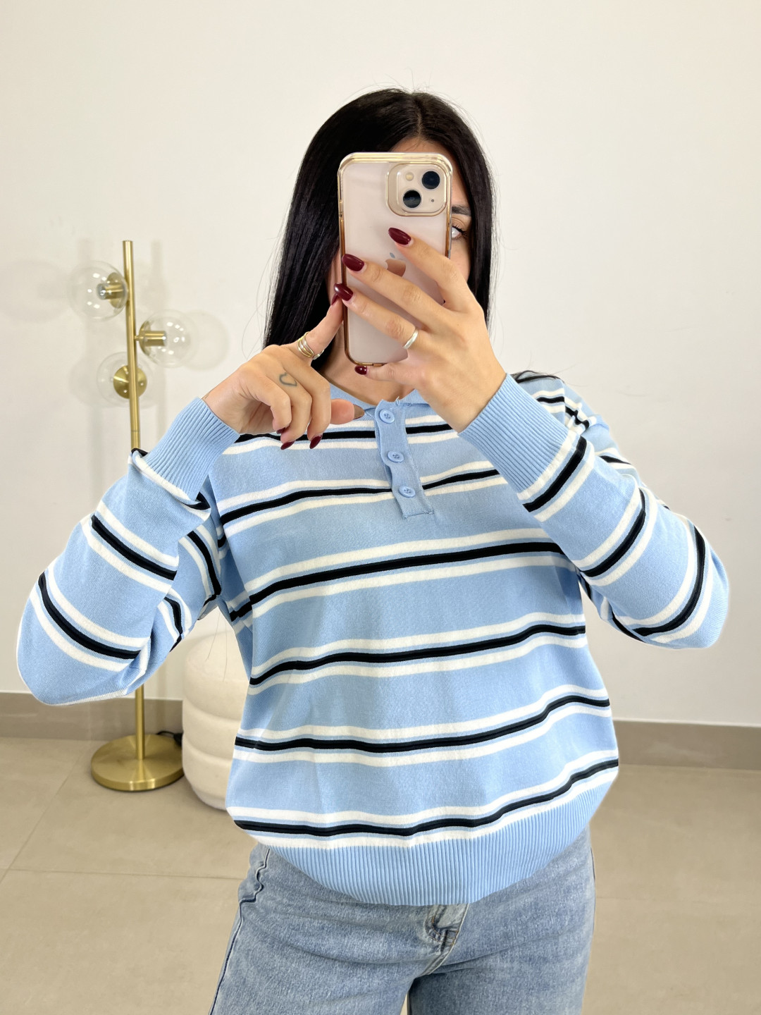 Jersey rayas Natalia celeste