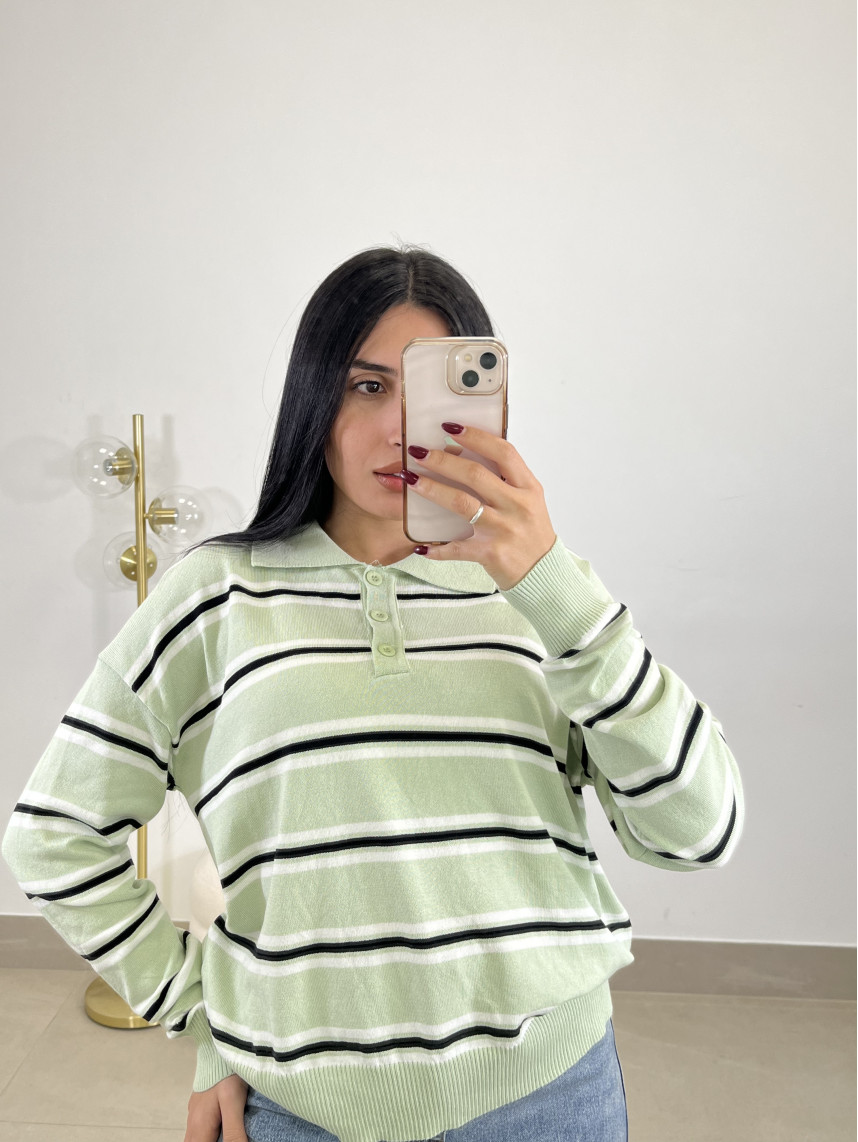 Jersey rayas Natalia verde agua