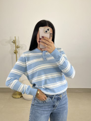 Jersey rayas claudia celeste