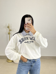 Sudadera cuello desmontable new york blanca