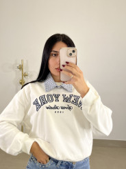 Sudadera cuello desmontable new york blanca