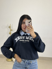 Sudadera cuello desmontable new york azul